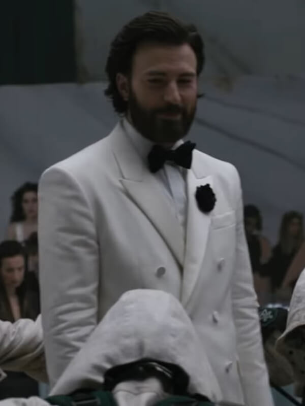 Sacrifice 2026 Chris Evans White Wool Blazer