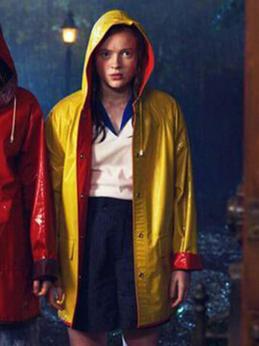 Sadie Sink Stranger Things Yellow PU Leather Coat