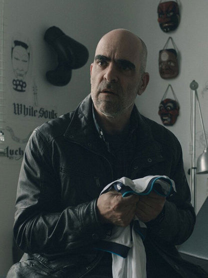 Salvador 2026 Luis Tosar Black Leather Jacket