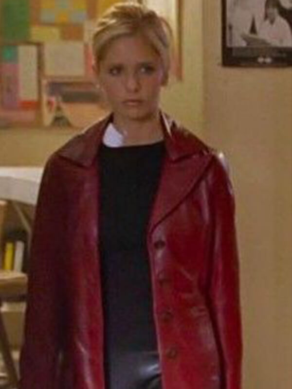 Sarah Michelle Gellar Buffy The Vampire Slayer Red Leather Coat