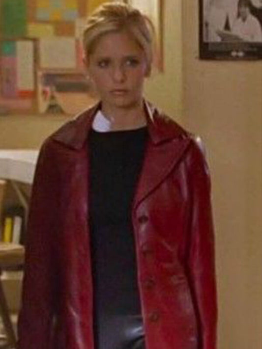 Sarah Michelle Gellar Buffy The Vampire Slayer Red Leather Coat