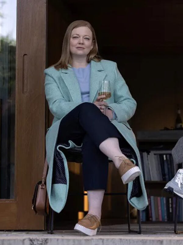 Sarah Snook All Her Fault S01 Blue Wool Coat
