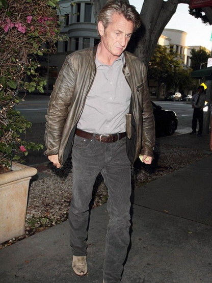 Sean Penn Brown Leather Distressed Jacket