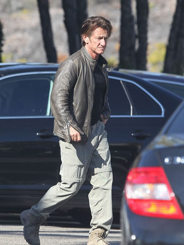 Sean Penn Gray Leather Biker Jacket