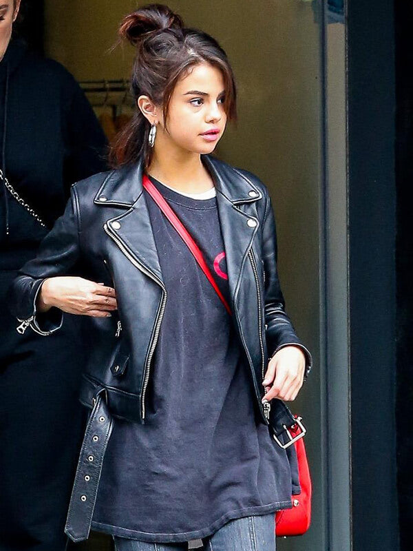 Selena Gomez Black Leather Jacket