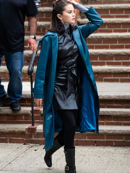 Selena Gomez NYC 2025 Leather Coat