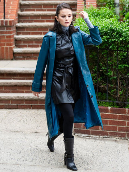 Selena Gomez NYC 2025 Leather Coat