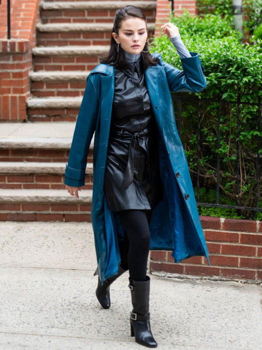 Selena Gomez NYC 2025 Leather Coat