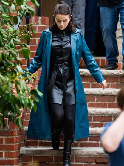 Selena Gomez NYC 2025 Leather Coat