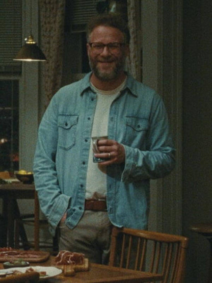 Seth Rogen The Invite 2026 Blue Denim Jacket