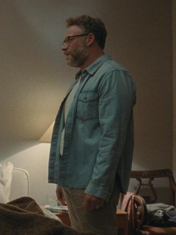 Seth Rogen The Invite 2026 Blue Denim Jacket
