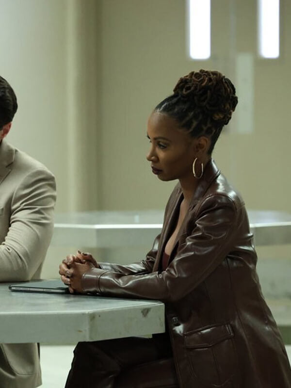 Shanola Hampton Found S02 Brown Leather Blazer