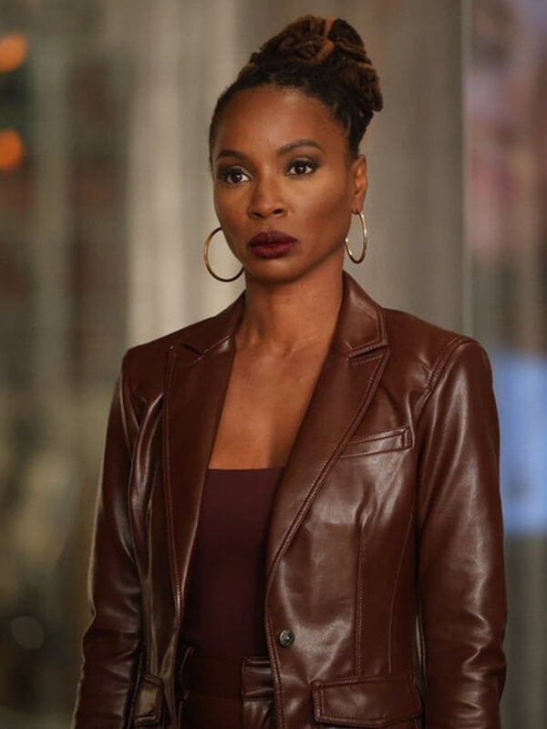 Shanola Hampton Found S02 Brown Leather Blazer