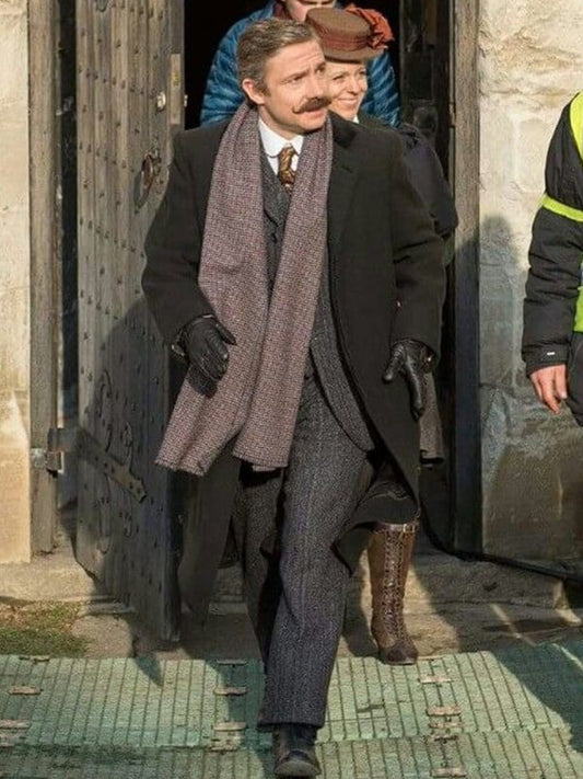 Sherlock Martin Freeman Black Wool Coat