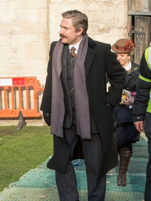 Sherlock Martin Freeman Black Wool Coat