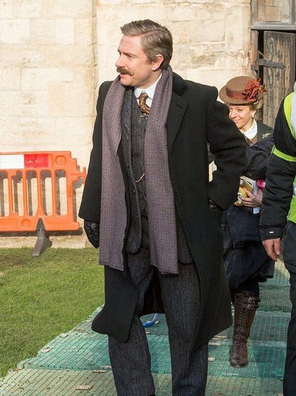 Sherlock Martin Freeman Black Wool Coat