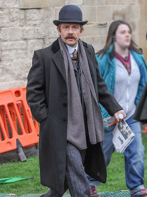 Sherlock Martin Freeman Black Wool Coat