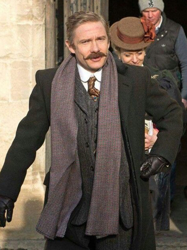 Sherlock Martin Freeman Black Wool Coat