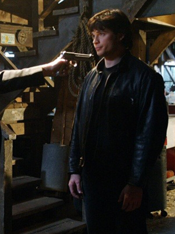 Smallville Clark Kent Black Biker Leather Jacket
