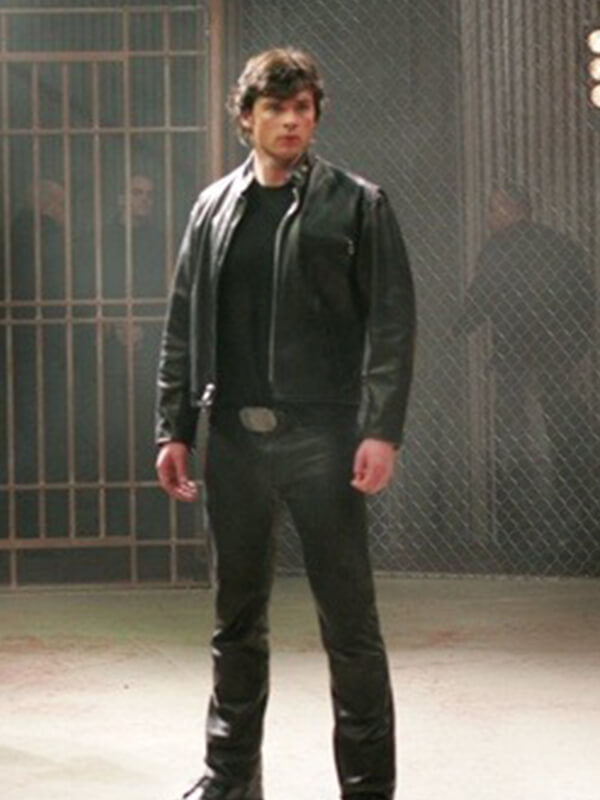 Smallville Clark Kent Black Biker Leather Jacket