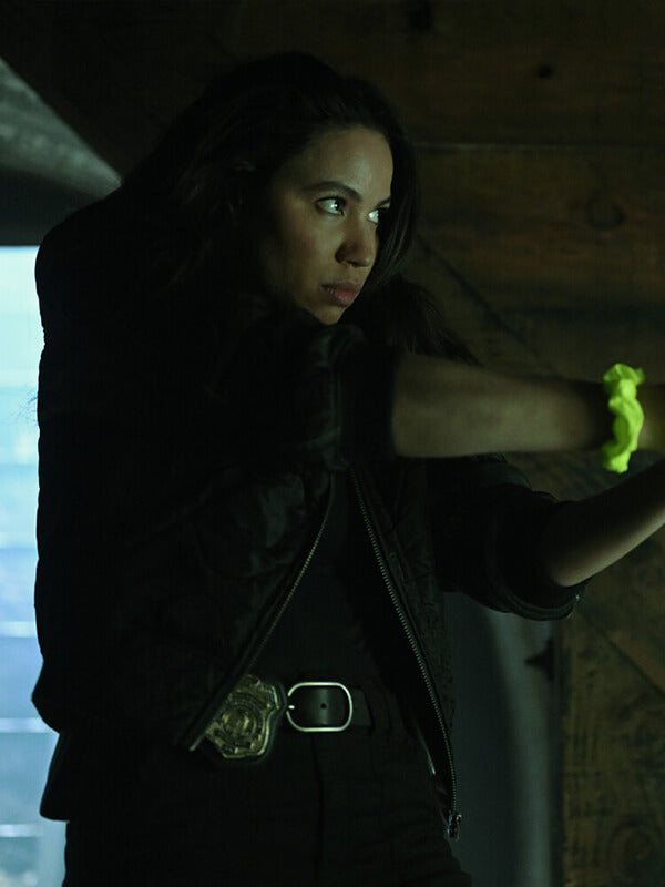 Smoke 2025 Jurnee Smollett Black Bomber Jacket