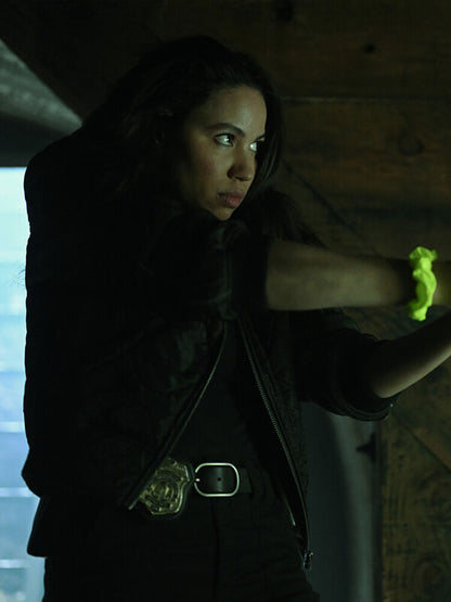 Smoke 2025 Jurnee Smollett Black Bomber Jacket