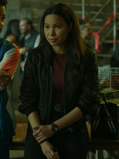 Smoke 2025 Jurnee Smollett Black Bomber Jacket