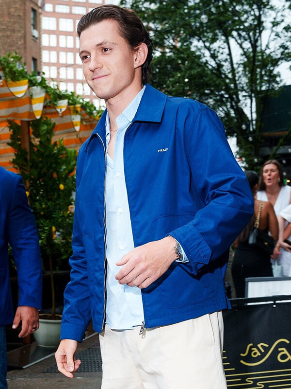 Spider-Man Brand New Day Tom Holland Press Tour Blue Jacket
