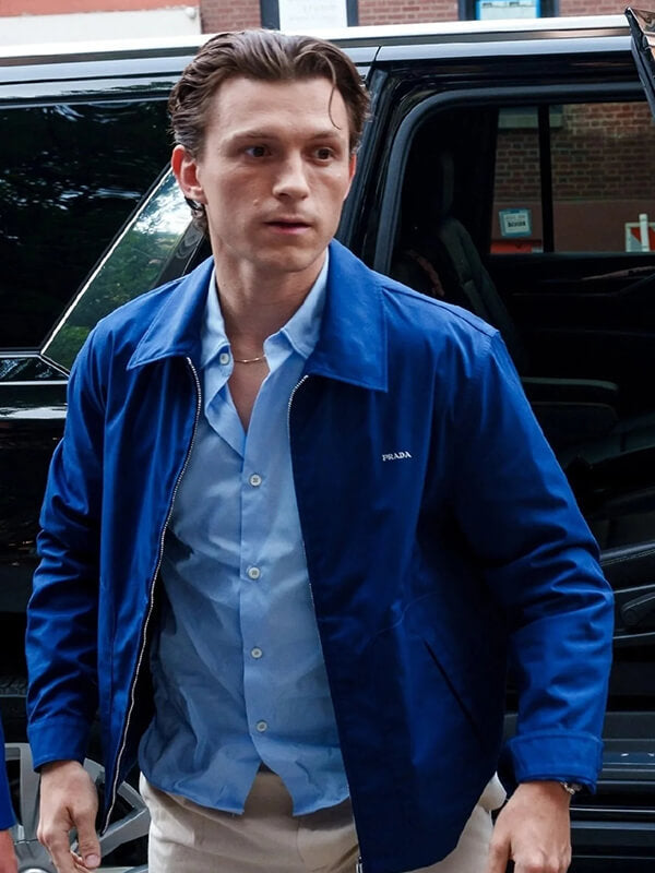Spider-Man Brand New Day Tom Holland Press Tour Blue Jacket