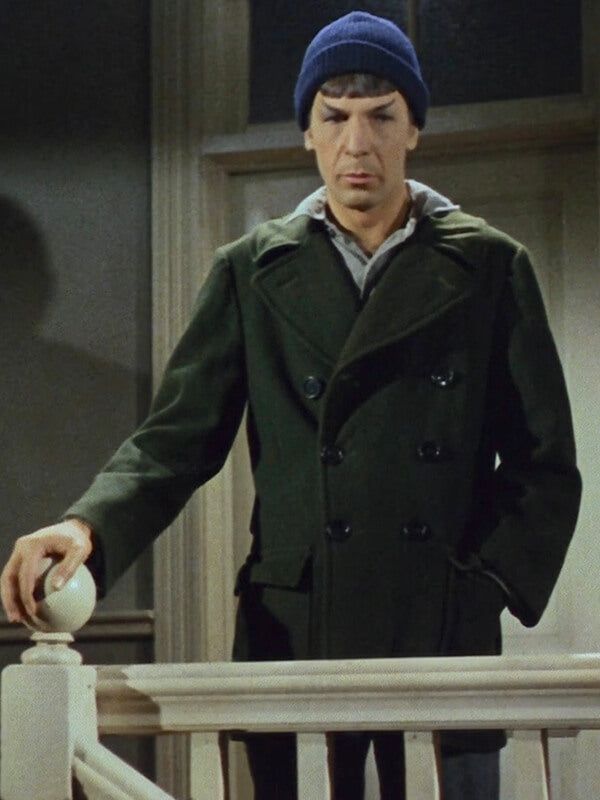 Spock Star Trek Leonard Nimoy Green Wool Peacoat