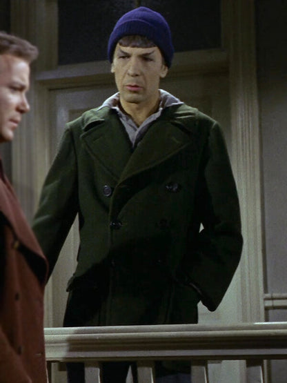 Spock Star Trek Leonard Nimoy Green Wool Peacoat