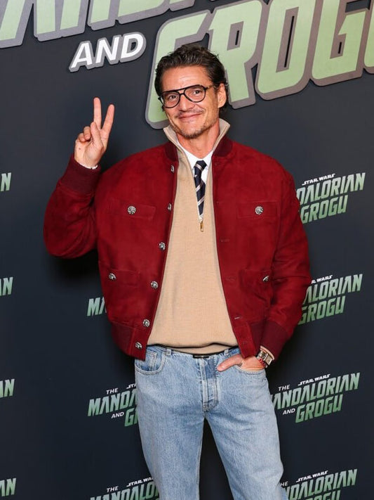 Star Wars The Mandalorian and Grogu Pedro Pascal Suede Bomber Jacket