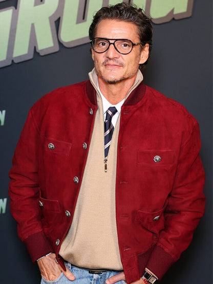 Star Wars The Mandalorian and Grogu Pedro Pascal Suede Bomber Jacket