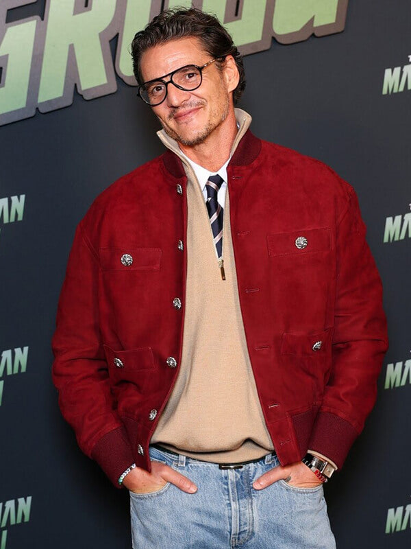 Star Wars The Mandalorian and Grogu Pedro Pascal Suede Bomber Jacket