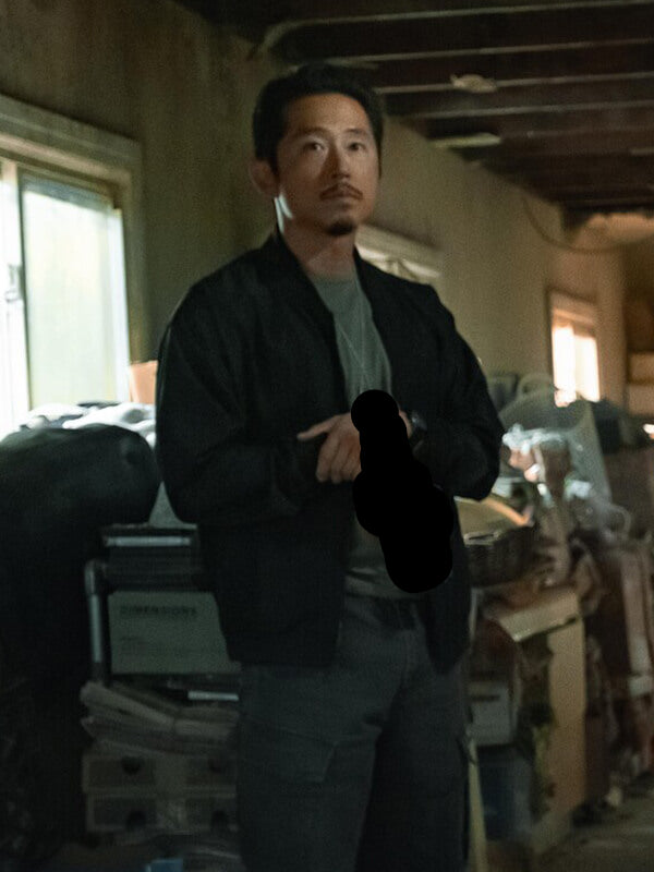 Steven Yeun The Rip 2026 Black Bomber Jacket