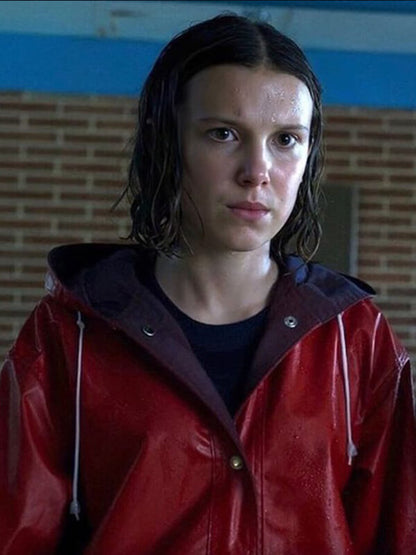 Stranger Things Eleven Red PU Leather Coat