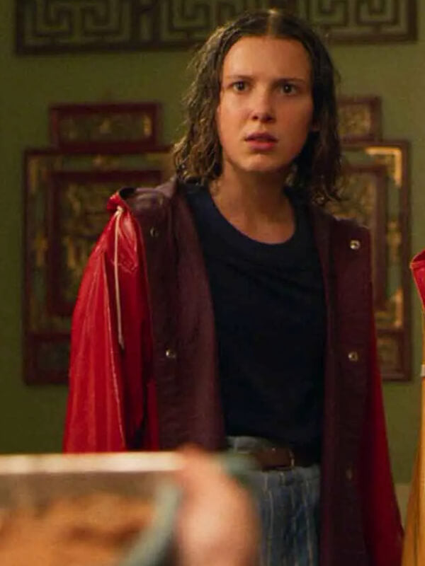 Stranger Things Eleven Red PU Leather Coat