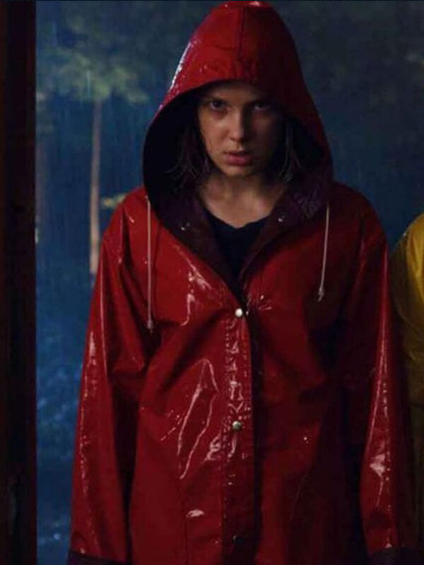 Stranger Things Eleven Red PU Leather Coat