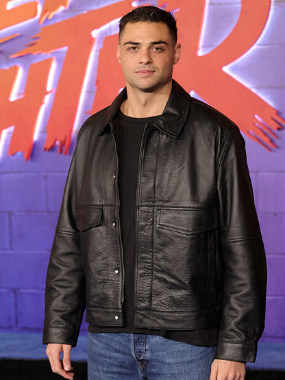 Street Fighter 2026 Noah Centineo Black Leather Jacket