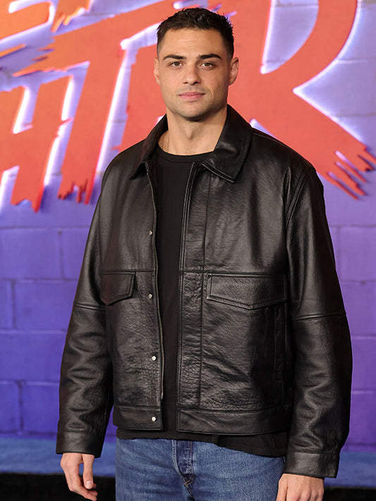 Street Fighter 2026 Noah Centineo Black Leather Jacket
