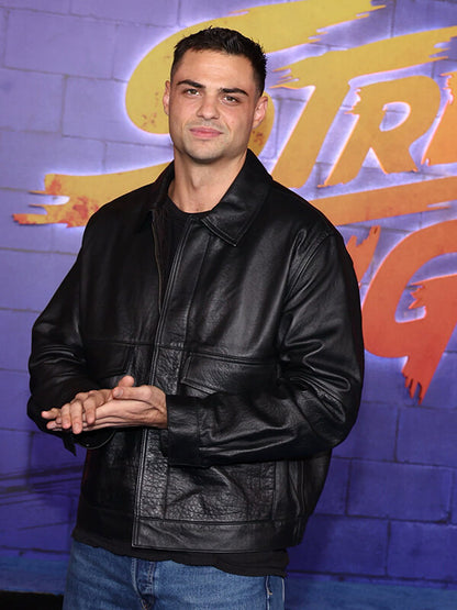 Street Fighter 2026 Noah Centineo Black Leather Jacket