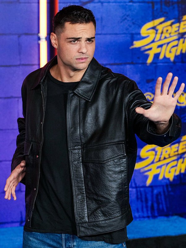 Street Fighter 2026 Noah Centineo Black Leather Jacket
