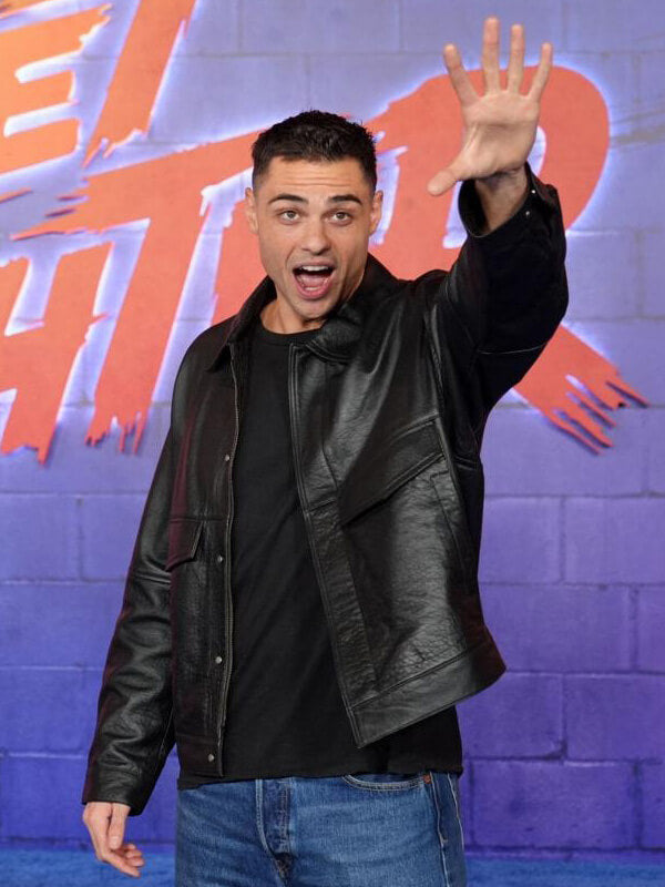 Street Fighter 2026 Noah Centineo Black Leather Jacket