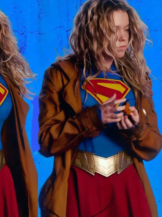Supergirl 2026 Milly Alcock Brown Cotton Coat