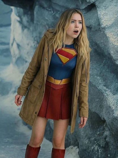 Superman 2025 Supergirl Milly Alcock Hooded Coat