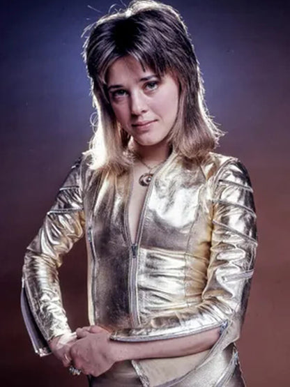 Suzi Quatro Glam Rock Era 1970s Silver Leather Jacket
