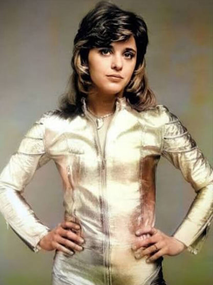 Suzi Quatro Glam Rock Era 1970s Silver Leather Jacket