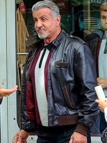 Sylvester Stallone Tulsa King Black Leather Jacket