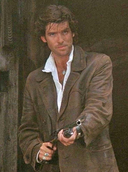 Taffin 1998 Pierce Brosnan Brown Leather Coat