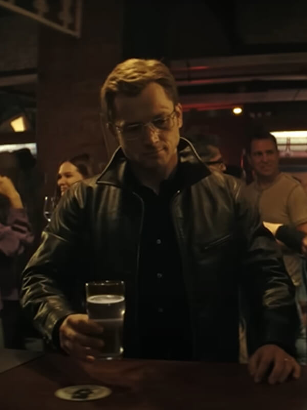 Taron Egerton Smoke 2025 Black Leather Jacket